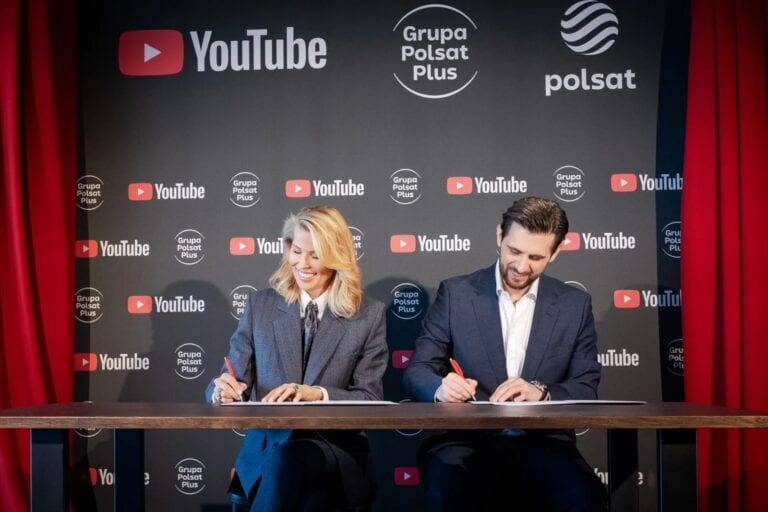 Dagmara Brzezińska, Country Director Google Polska oraz Piotr Żak, prezes zarządu Grupy Polsat Plus i Telewizji Polsat