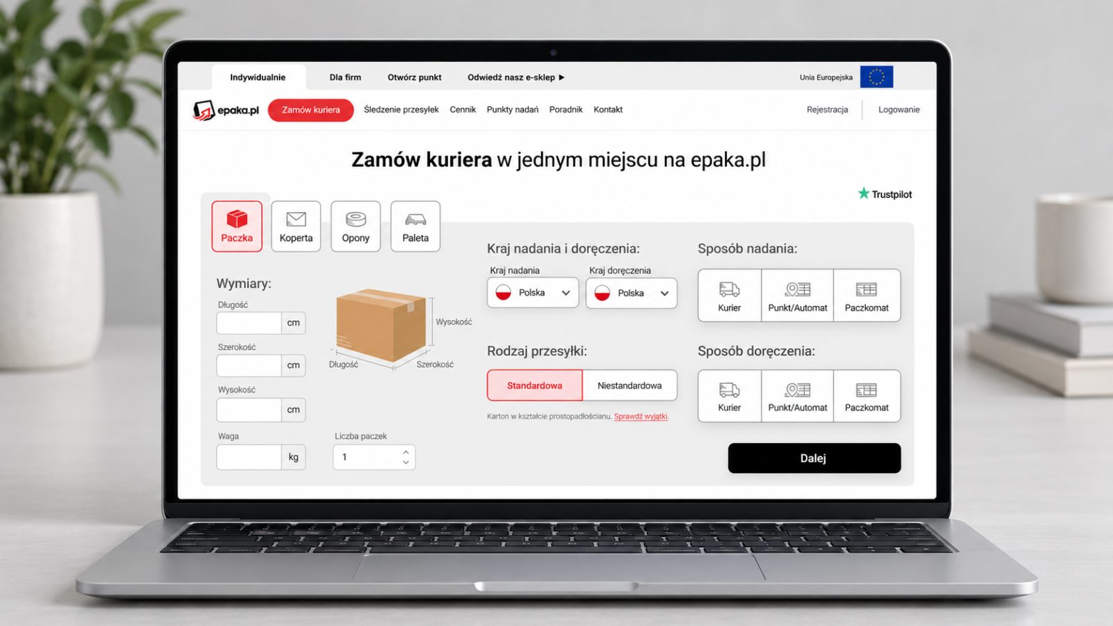 Epaka.pl na eleganckim laptopie